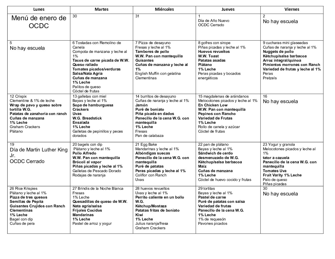January full day spanish 2026