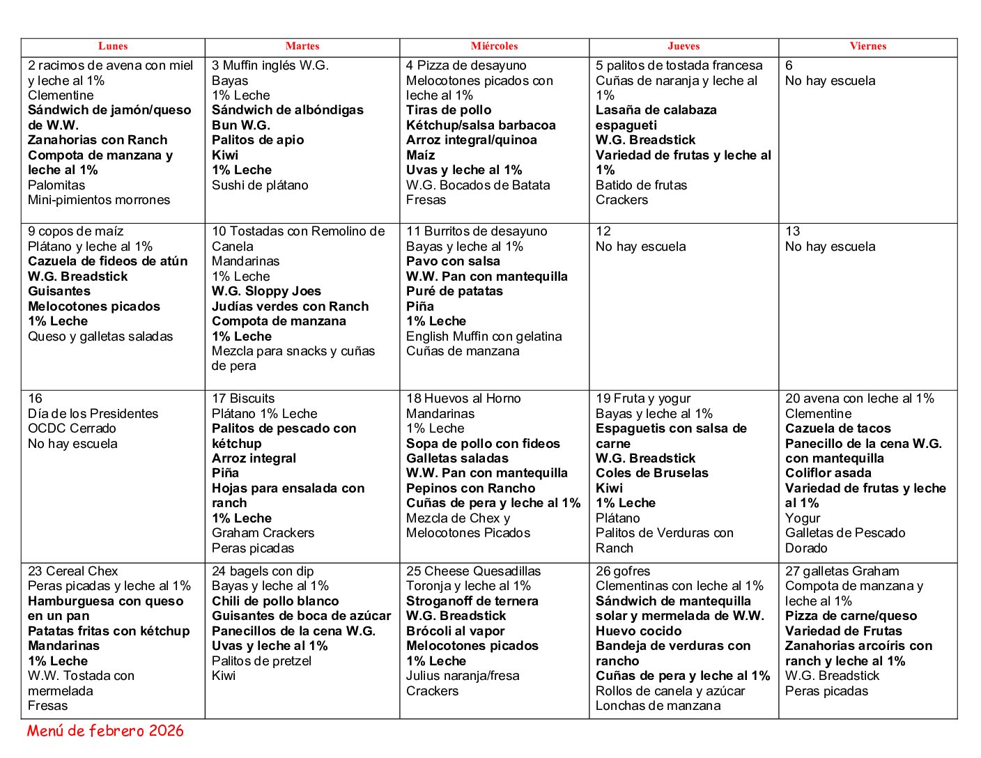 Feb 2026 Spanish full day